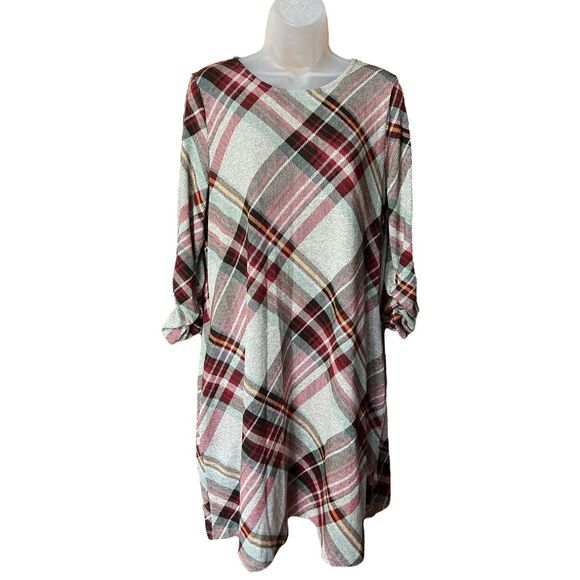 Cato Plaid Tartan Shift Dress w/ Pockets Sz M Cottagecore Autumn Academia Preppy - Picture 8 of 9